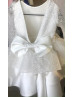 Ivory Glitter Lace Satin V Back Dream Flower Girl Dress